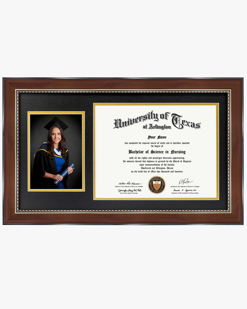 Certificate Polystyrene Picture Frame with Gold Beads and Trim Tempered Glass for 8.5*11