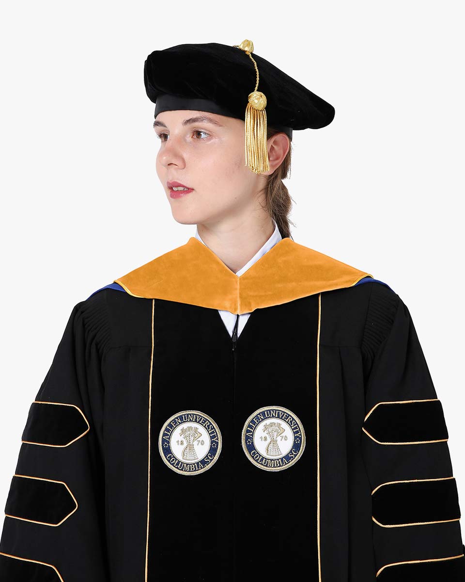 Deluxe Doctoral Hood with Gold Piping - 30 Color Combinations Available