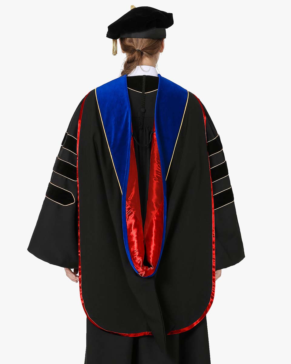 Deluxe Doctoral Hood with Gold Piping - 30 Color Combinations Available
