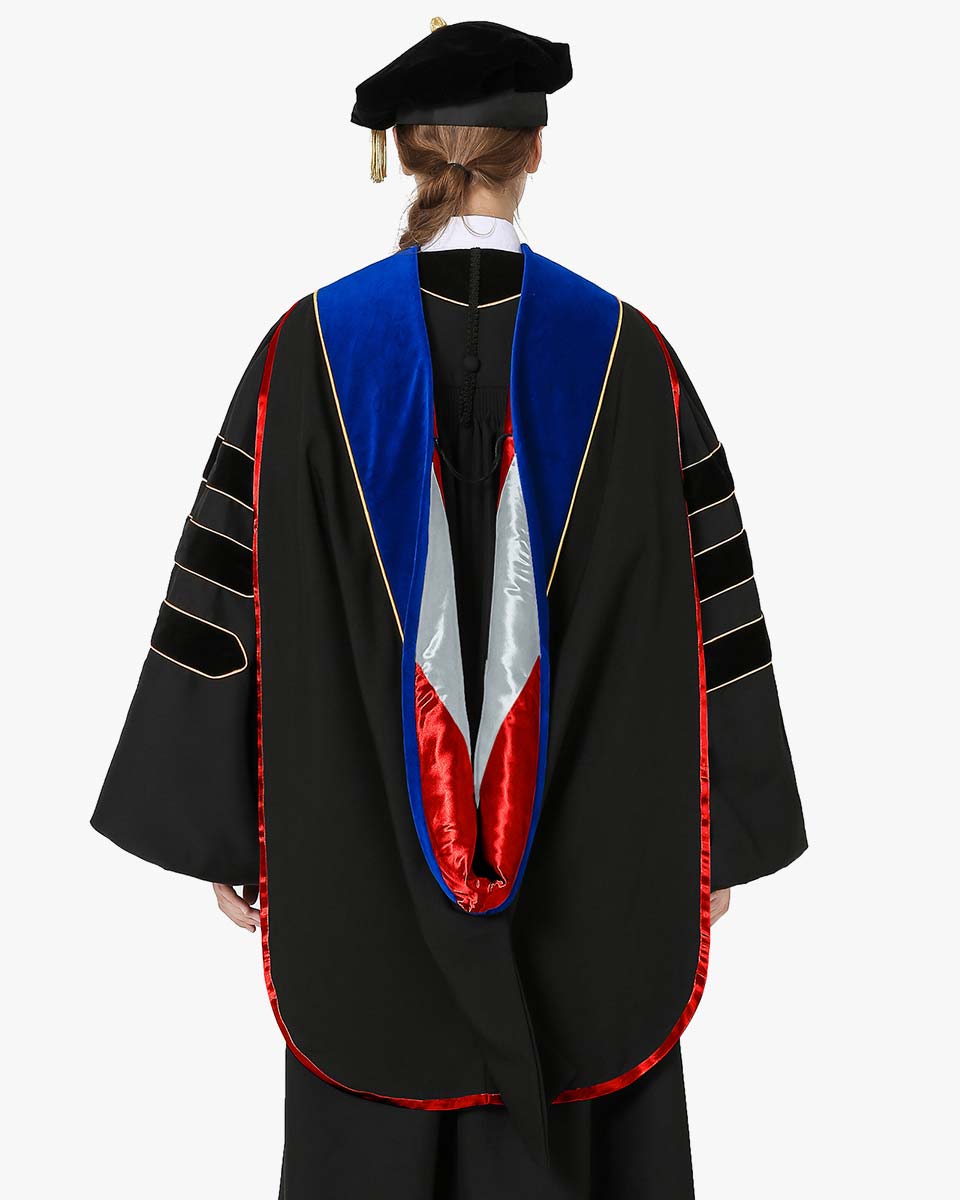 Deluxe Doctoral Hood with Gold Piping - 30 Color Combinations Available