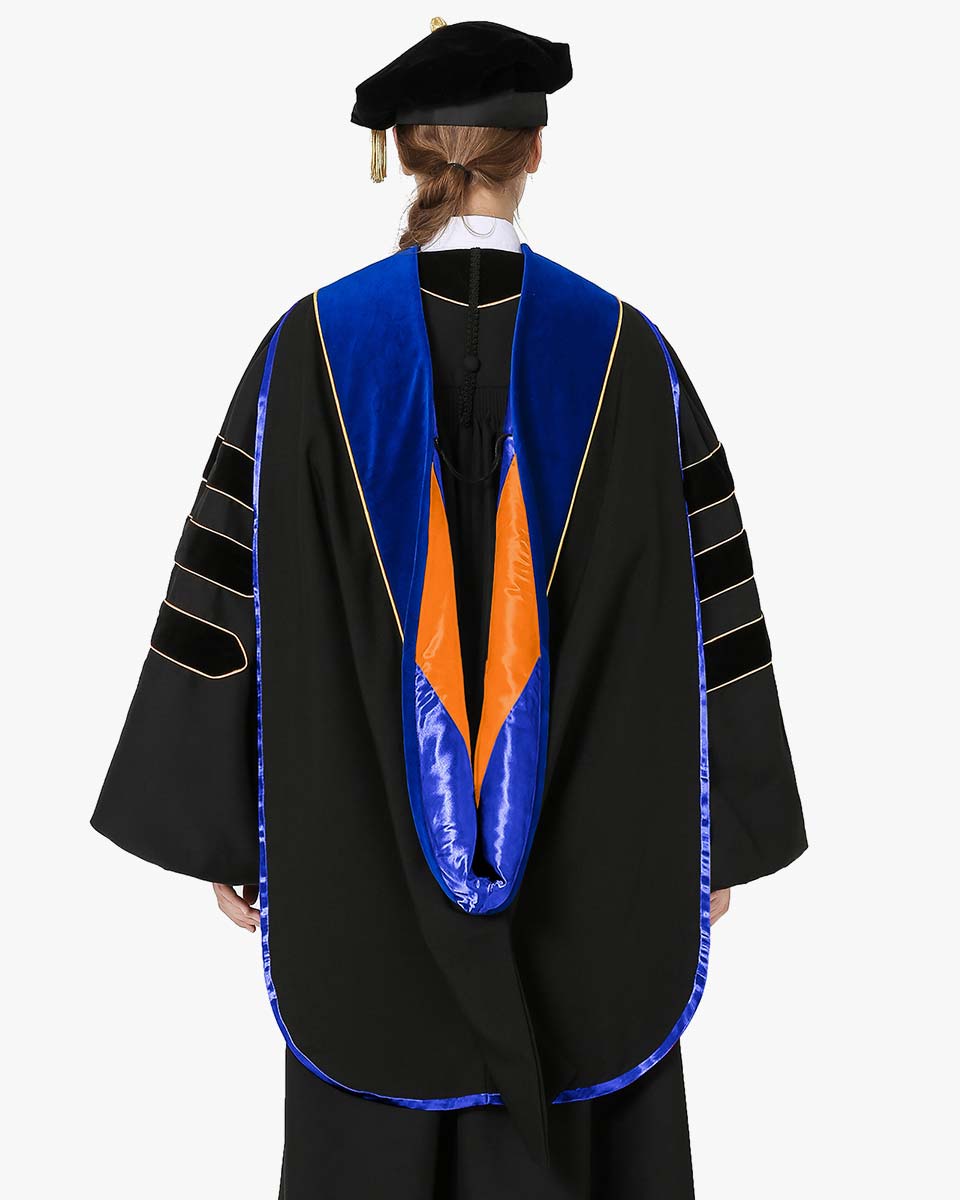 Deluxe Doctoral Hood with Gold Piping - 30 Color Combinations Available