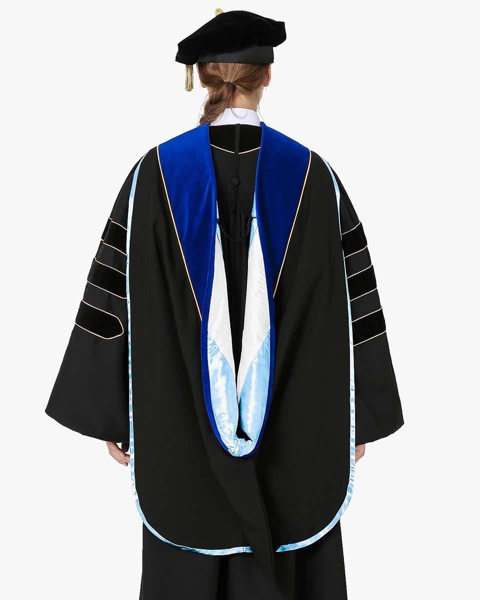 Deluxe Doctoral Hood with Gold Piping - 30 Color Combinations Available