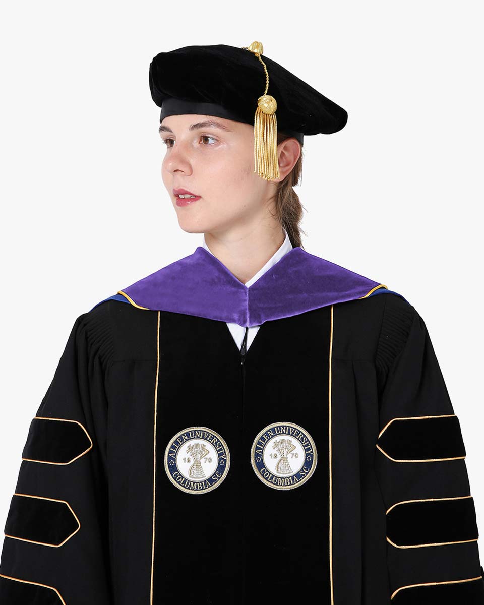 Deluxe Doctoral Hood with Gold Piping - 30 Color Combinations Available