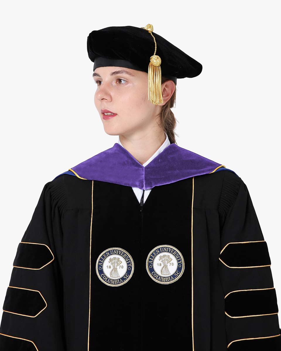 Deluxe Doctoral Hood with Gold Piping - 30 Color Combinations Available