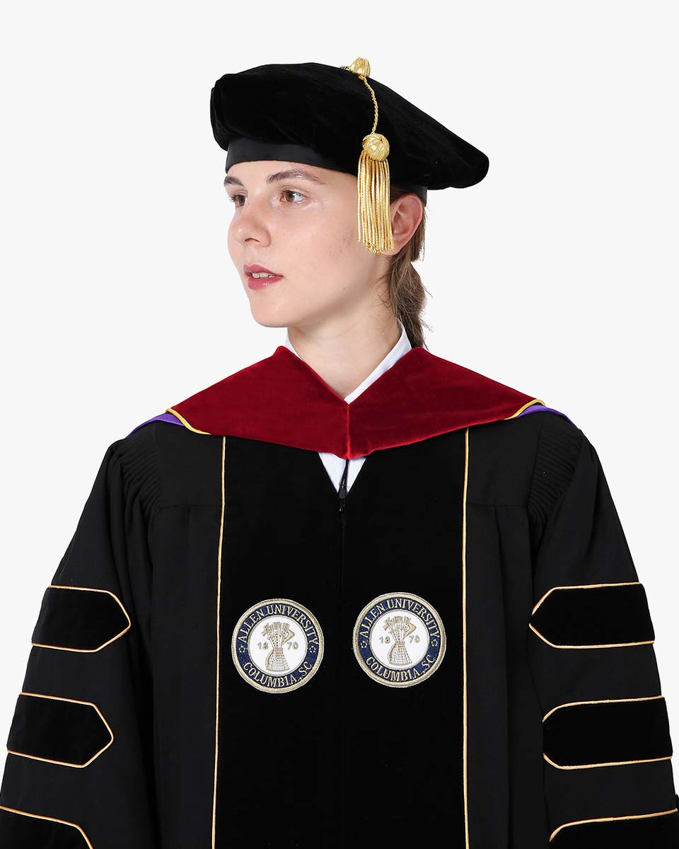 Deluxe Doctoral Hood with Gold Piping - 30 Color Combinations Available