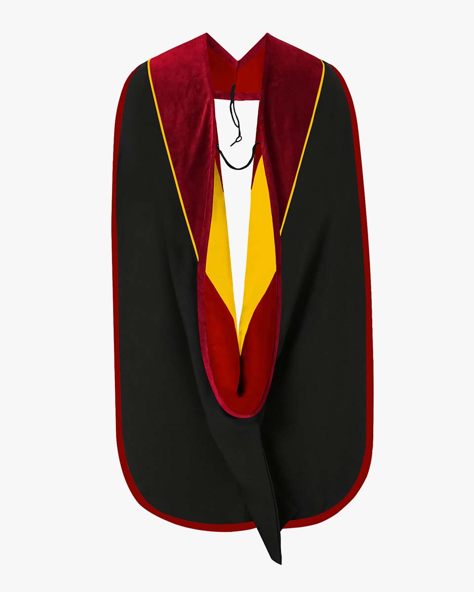 Deluxe Doctoral Hood with Gold Piping - 30 Color Combinations Available