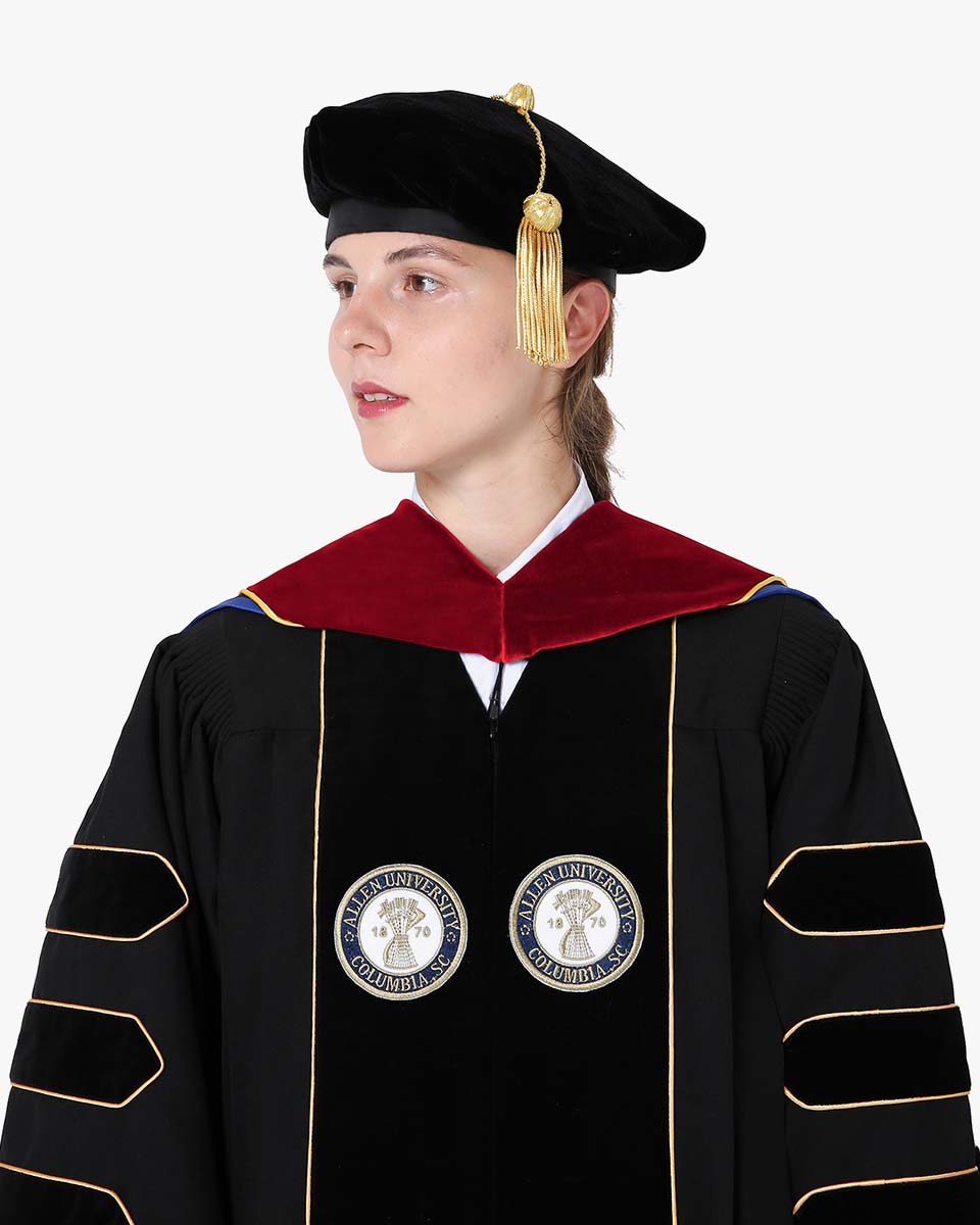 Deluxe Doctoral Hood with Gold Piping - 30 Color Combinations Available