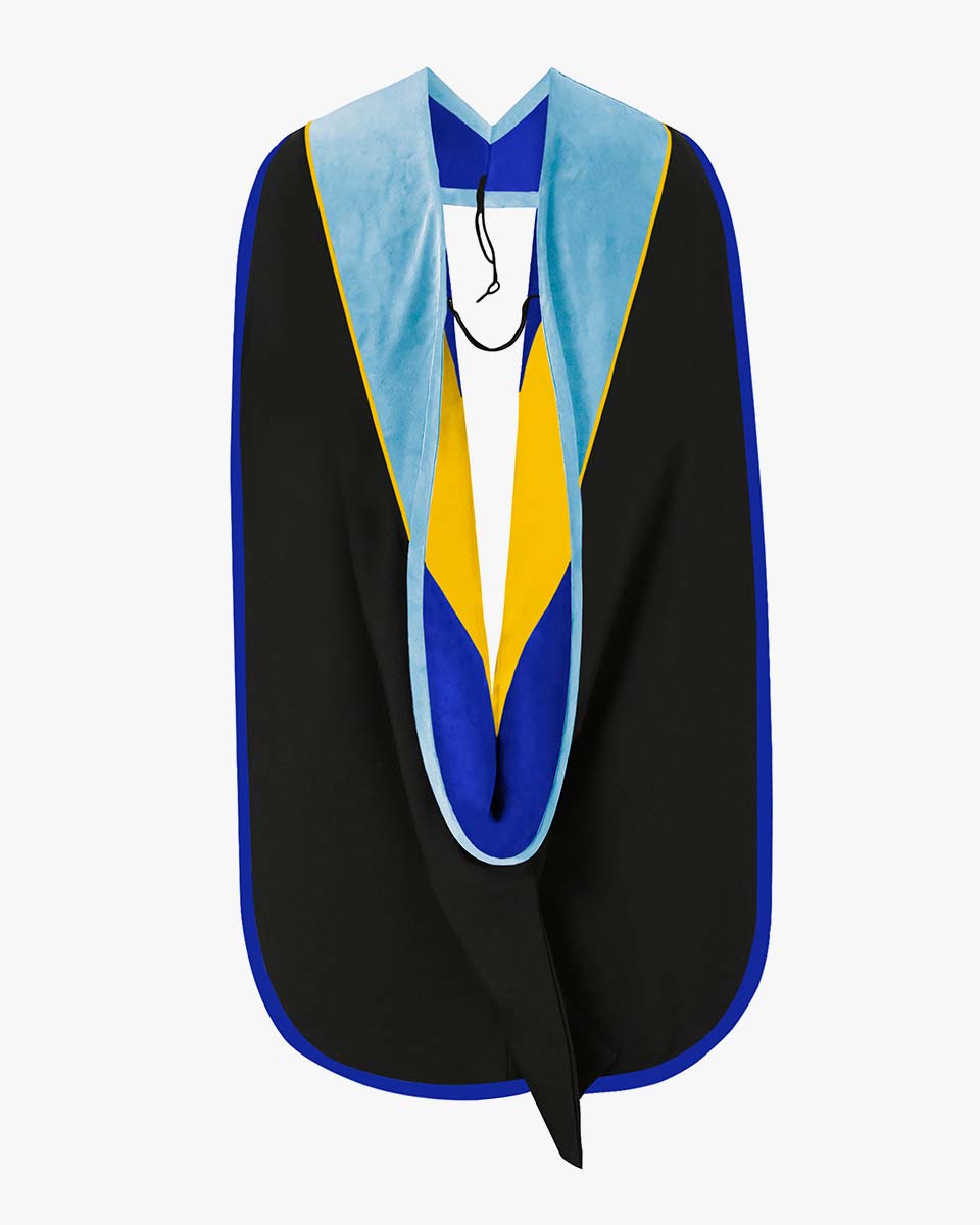 Deluxe Doctoral Hood with Gold Piping - 30 Color Combinations Available