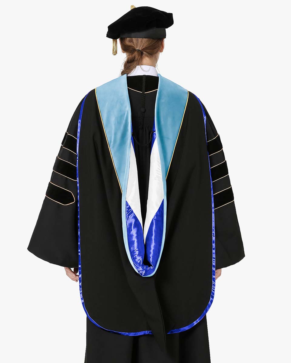 Deluxe Doctoral Hood with Gold Piping - 30 Color Combinations Available