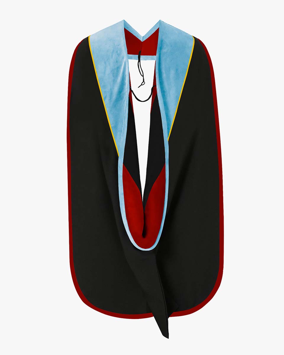 Deluxe Doctoral Hood with Gold Piping - 30 Color Combinations Available