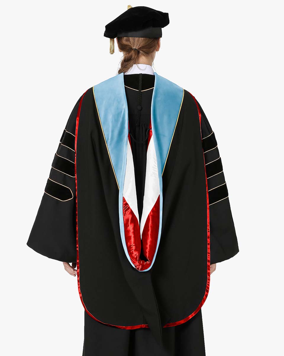 Deluxe Doctoral Hood with Gold Piping - 30 Color Combinations Available