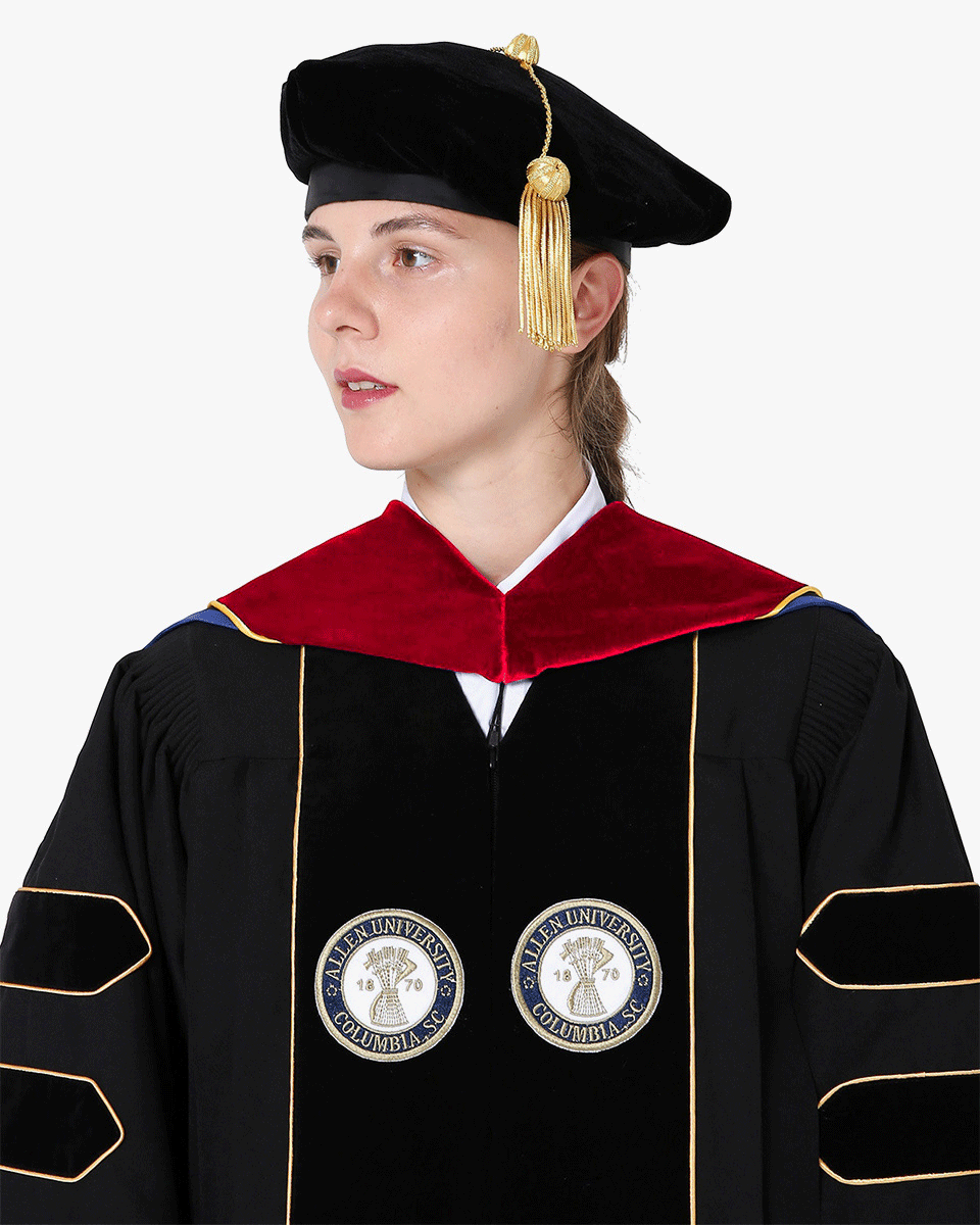 Deluxe Doctoral Hood with Gold Piping - 30 Color Combinations Available