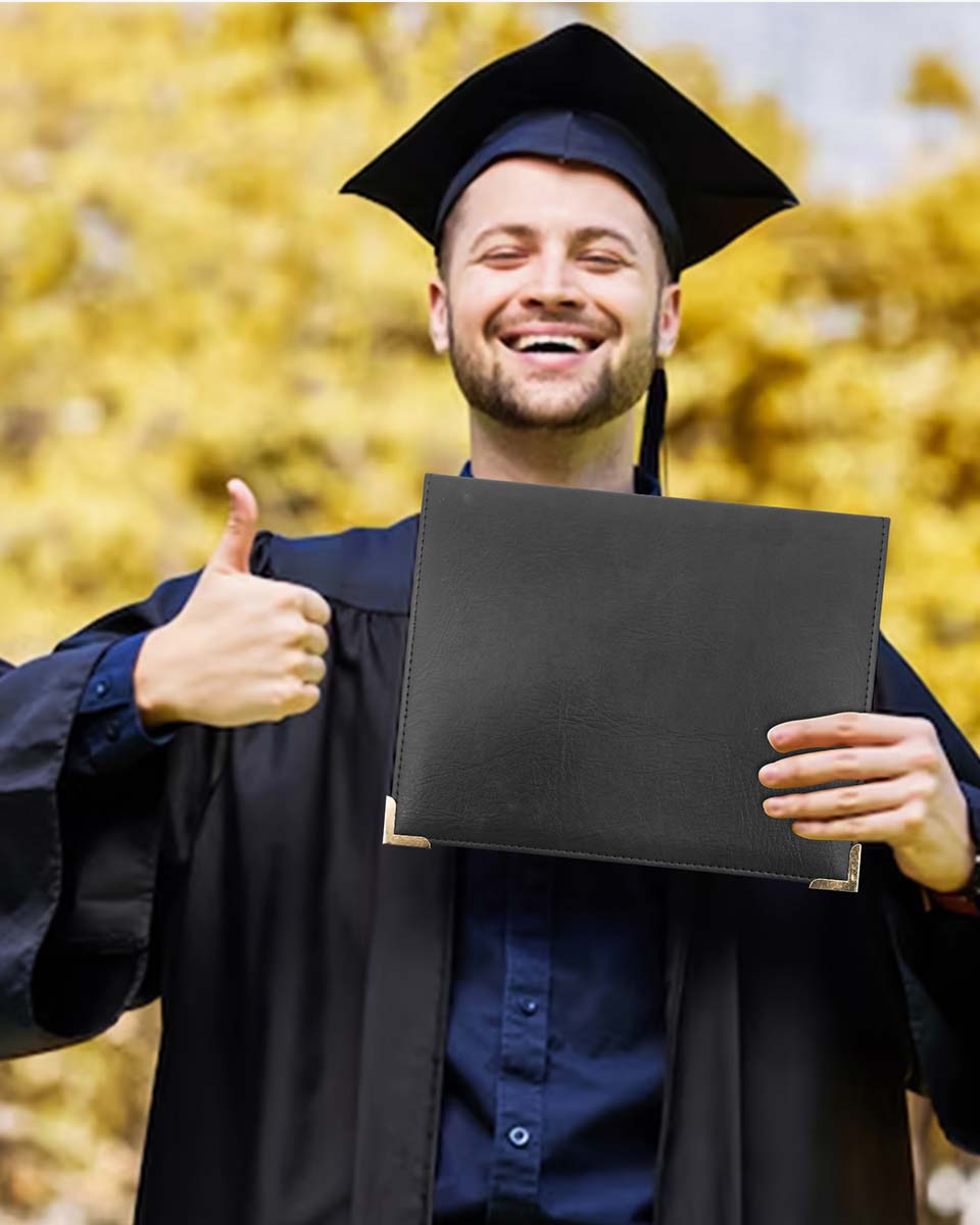 Smooth Padded PU Diploma Cover with 4 Metal Corner for 7x9 Certificate - 5 Colors Available