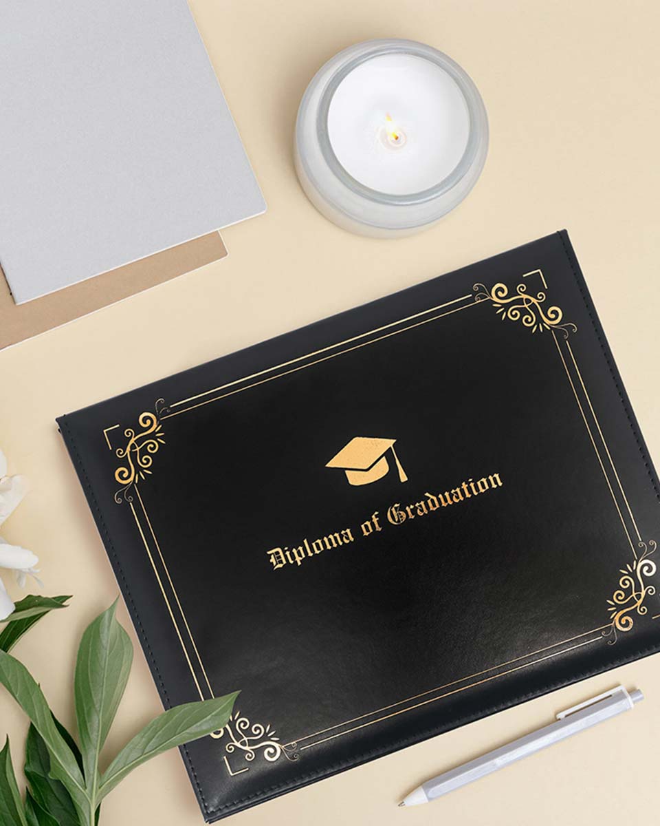 Diploma Cover With "Diploma Of Graduation" & Graduation Cap Imprinted - 2 Colors Available