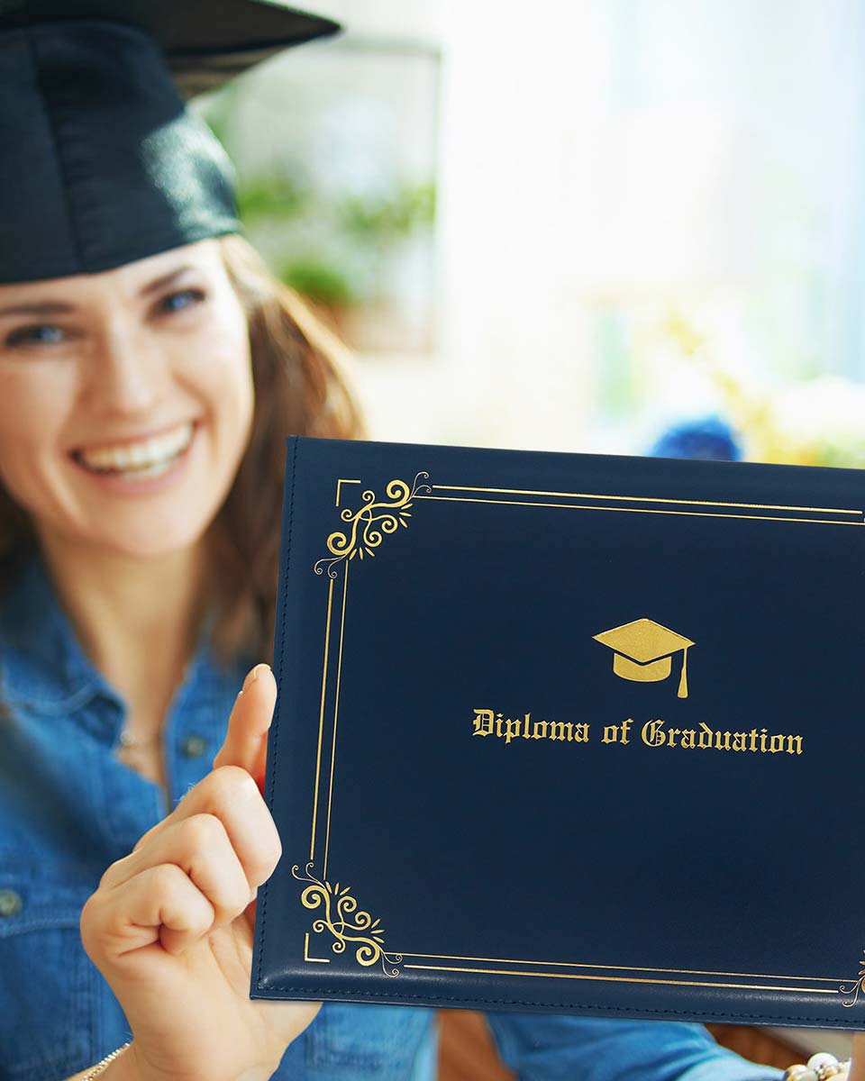 Diploma Cover With "Diploma Of Graduation" & Graduation Cap Imprinted - 2 Colors Available