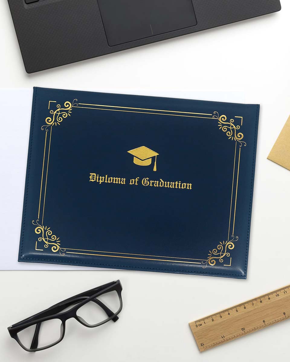 Diploma Cover With "Diploma Of Graduation" & Graduation Cap Imprinted - 2 Colors Available