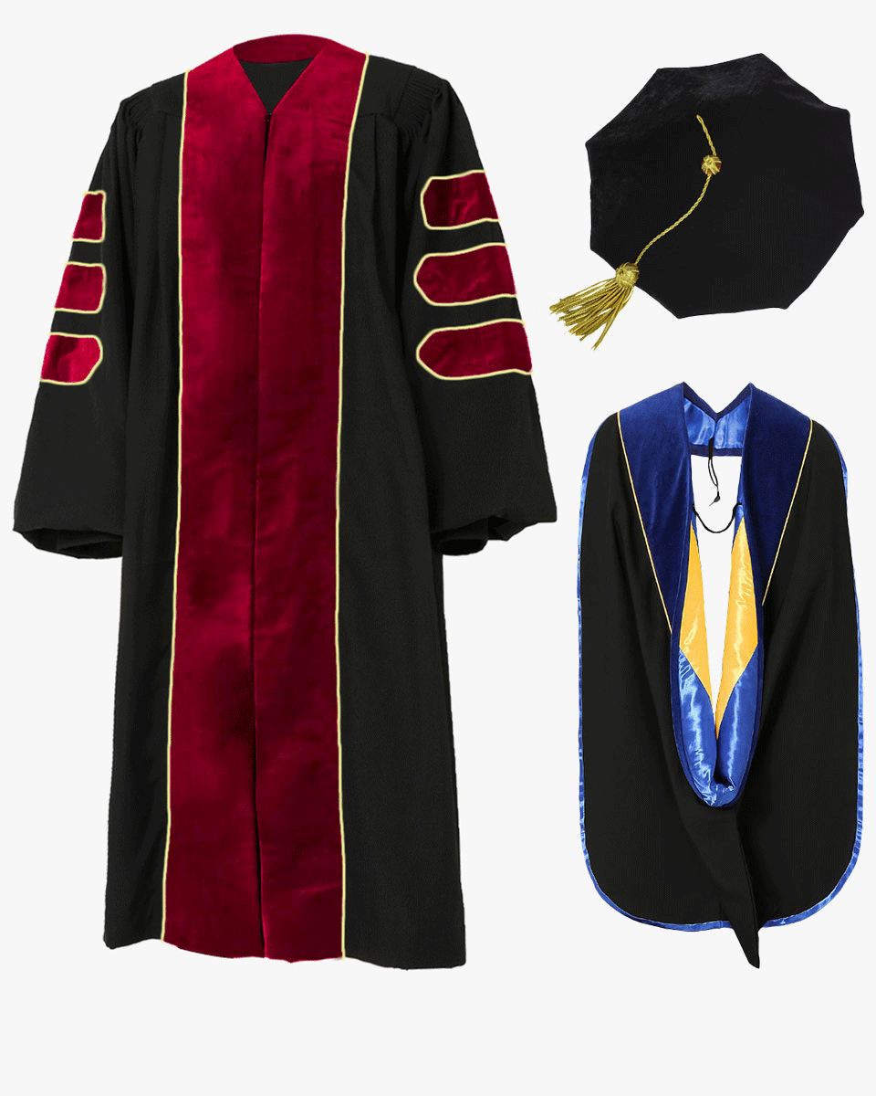 Deluxe Doctoral Tam, Gown & Hood Package - Scarlet