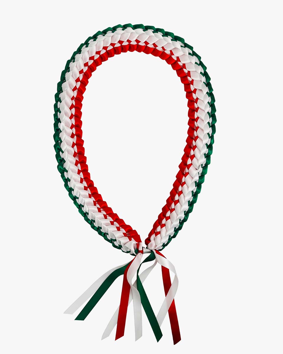 Graduation Leis with National Flag Color Ribbon Lei Braided Necklace