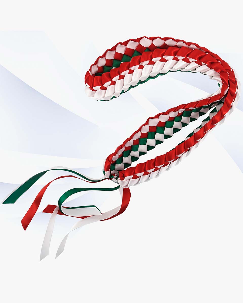 Graduation Leis with National Flag Color Ribbon Lei Braided Necklace