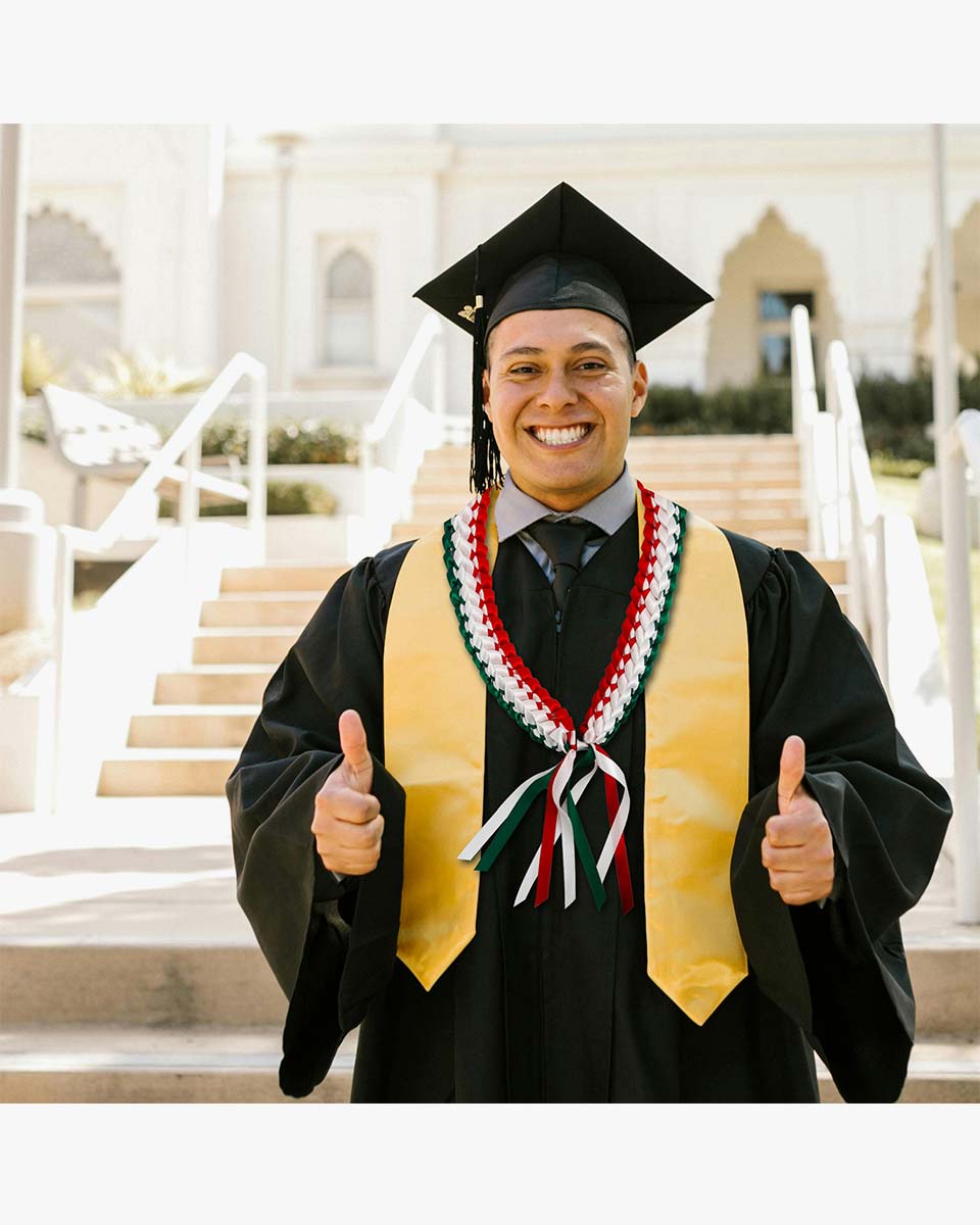 Graduation Leis with National Flag Color Ribbon Lei Braided Necklace