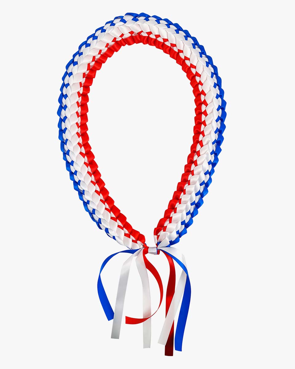 Graduation Leis with National Flag Color Ribbon Lei Braided Necklace