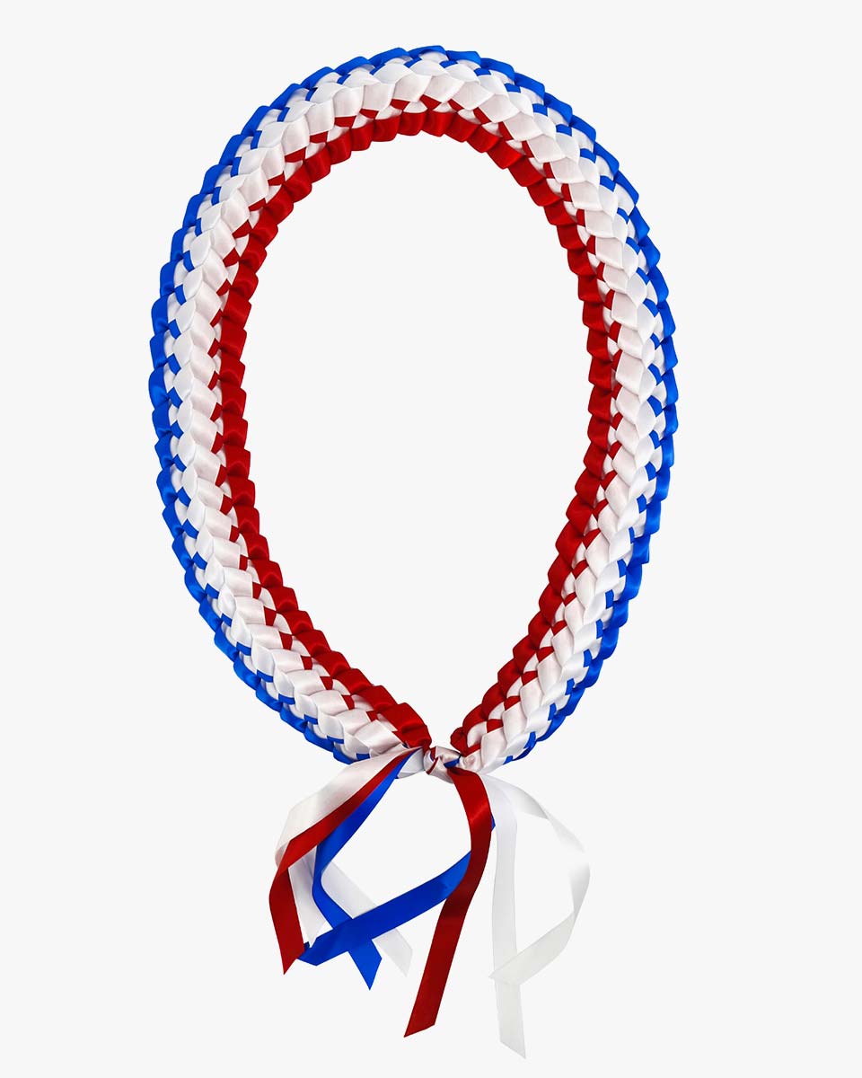 Graduation Leis with National Flag Color Ribbon Lei Braided Necklace