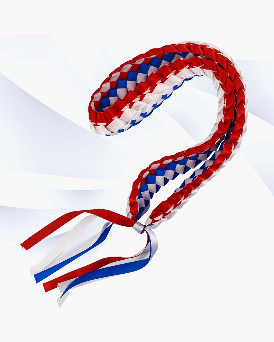 Graduation Leis with National Flag Color Ribbon Lei Braided Necklace