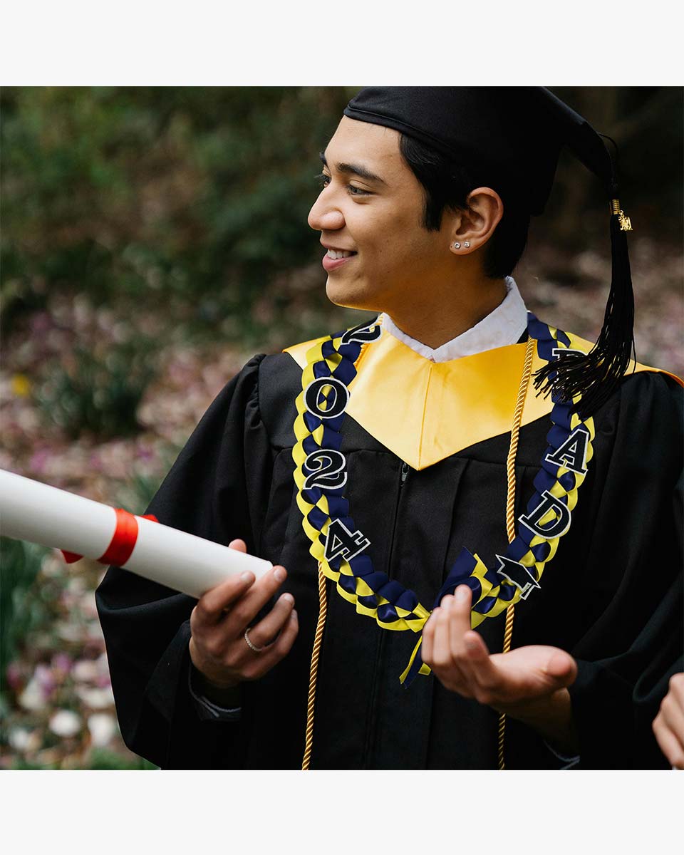 Graduation Leis with 2024 Embroidery Ribbon Lei Braided Necklace