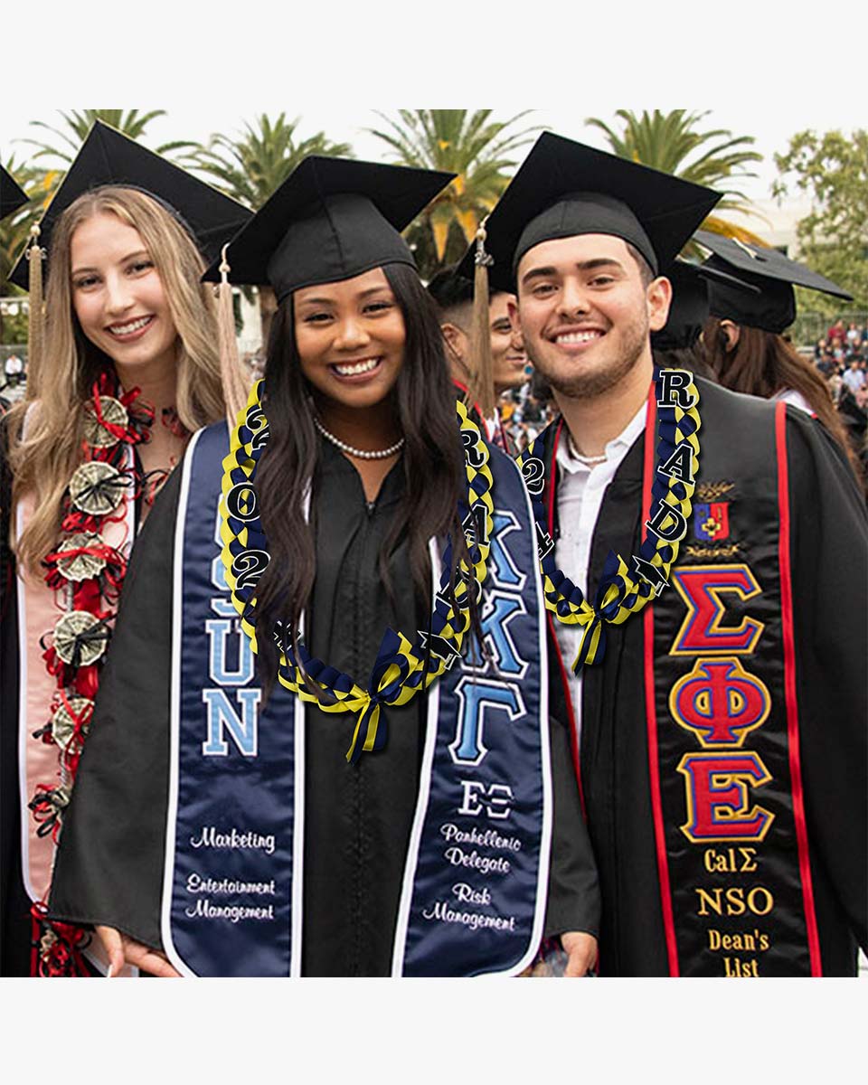 Graduation Leis with 2024 Embroidery Ribbon Lei Braided Necklace