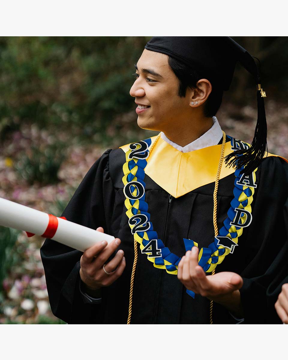 Graduation Leis with 2024 Embroidery Ribbon Lei Braided Necklace