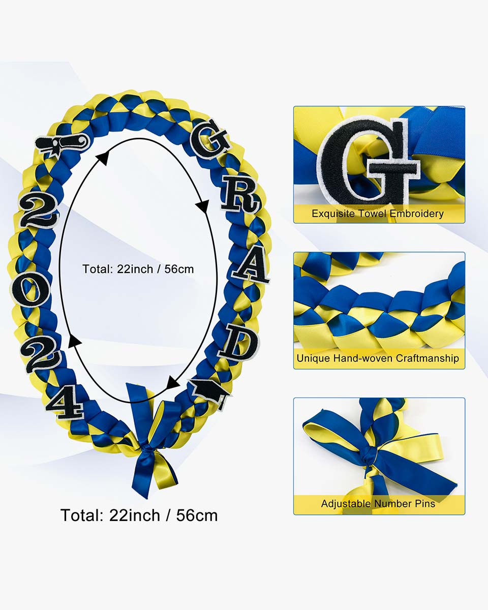 Graduation Leis with 2024 Embroidery Ribbon Lei Braided Necklace
