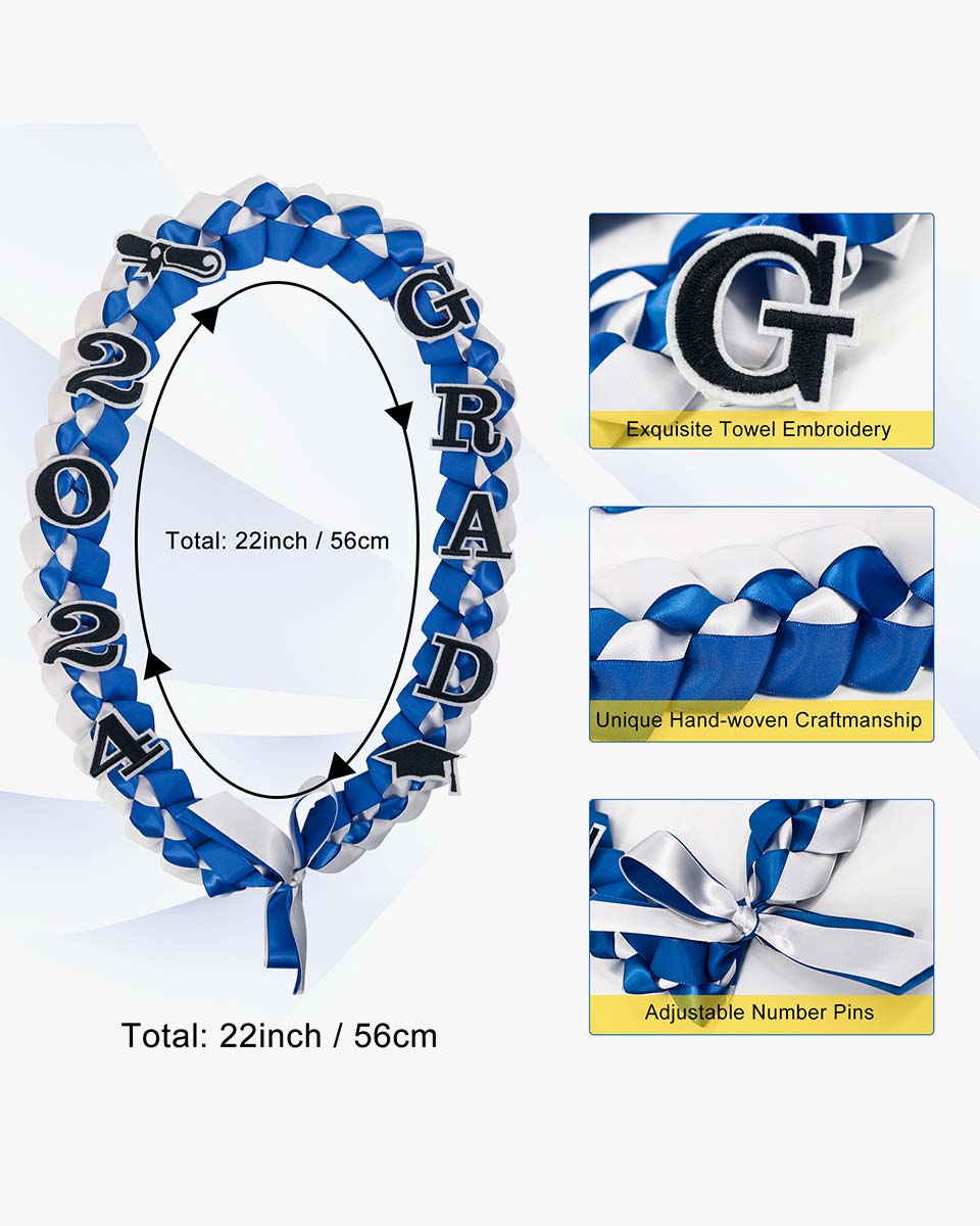 Graduation Leis with 2024 Embroidery Ribbon Lei Braided Necklace