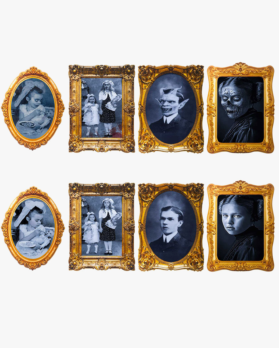 Halloween 3D Changing Face Scary Picture Frame Indoor Wall Decor 4 Pack – 2 Colors Available
