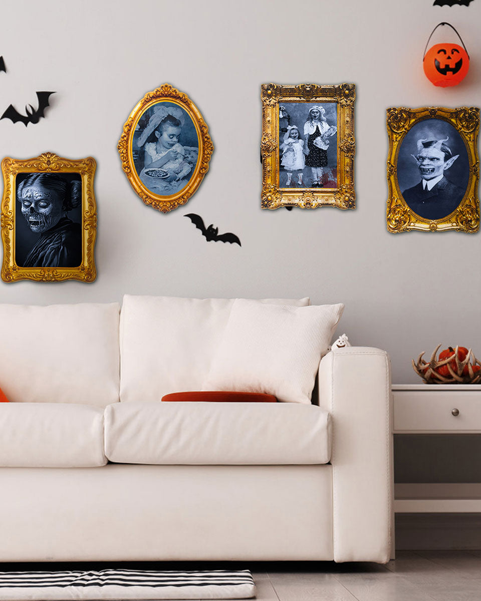 Halloween 3D Changing Face Scary Picture Frame Indoor Wall Decor 4 Pack – 2 Colors Available