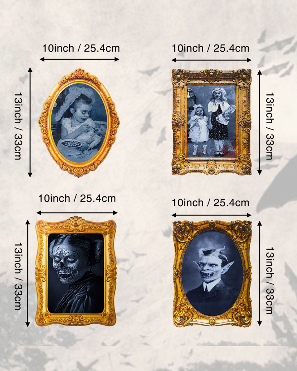 Halloween 3D Changing Face Scary Picture Frame Indoor Wall Decor 4 Pack – 2 Colors Available