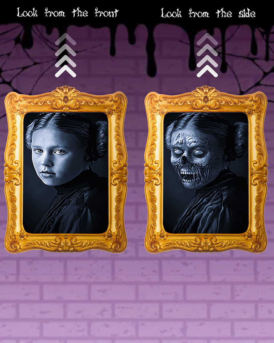Halloween 3D Changing Face Scary Picture Frame Indoor Wall Decor 4 Pack – 2 Colors Available