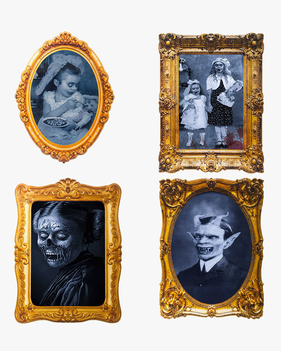 Halloween 3D Changing Face Scary Picture Frame Indoor Wall Decor 4 Pack – 2 Colors Available