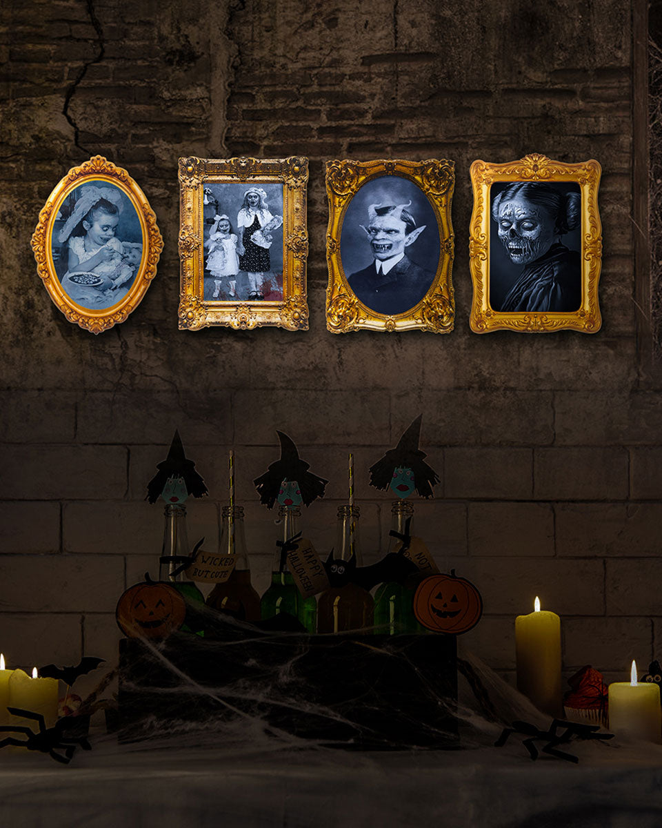 Halloween 3D Changing Face Scary Picture Frame Indoor Wall Decor 4 Pack – 2 Colors Available