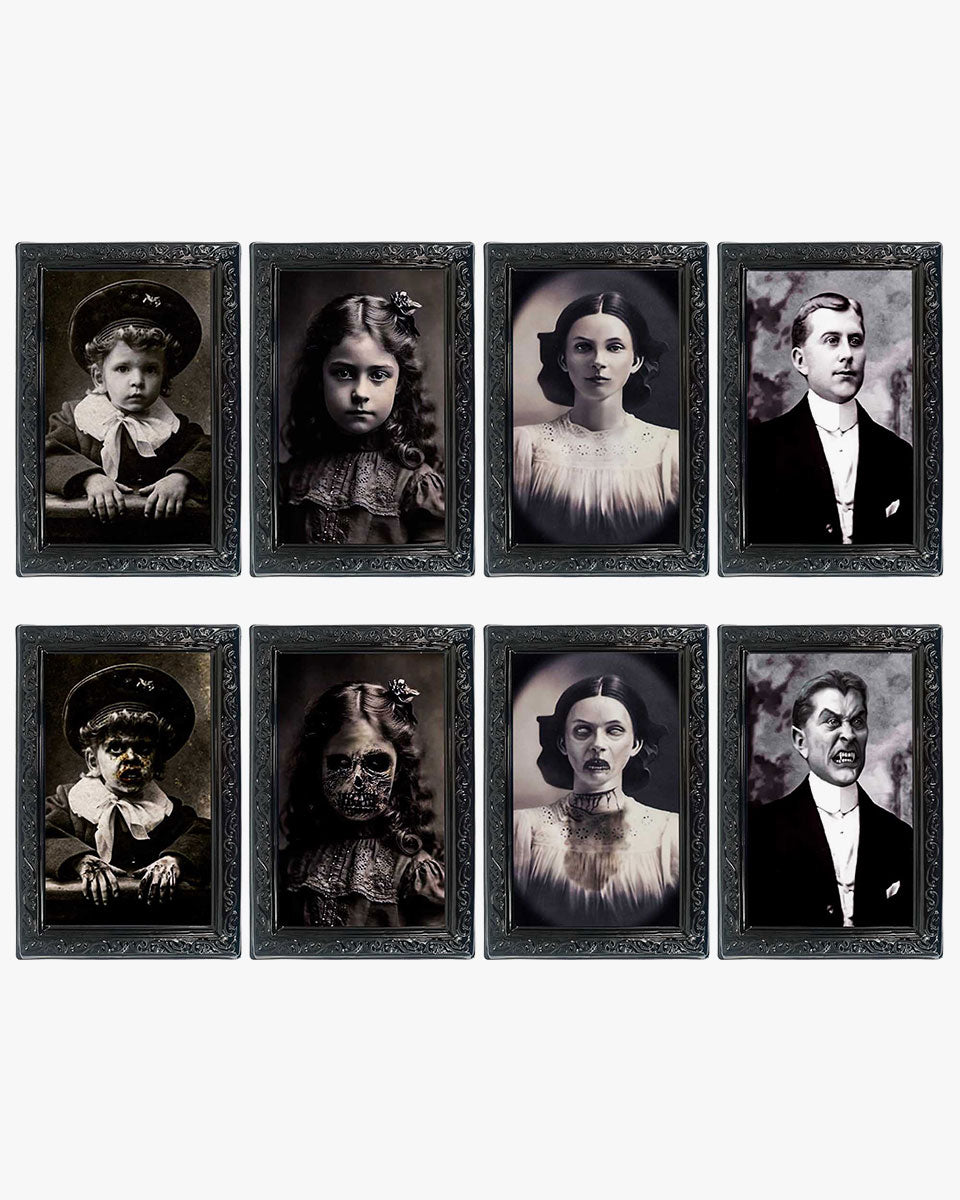 Halloween 3D Changing Face Scary Picture Frame Indoor Wall Decor 4 Pack – 2 Colors Available