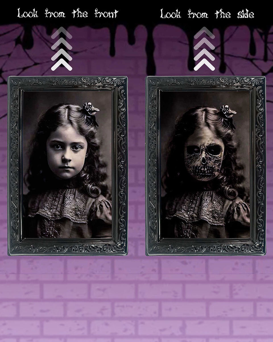 Halloween 3D Changing Face Scary Picture Frame Indoor Wall Decor 4 Pack – 2 Colors Available