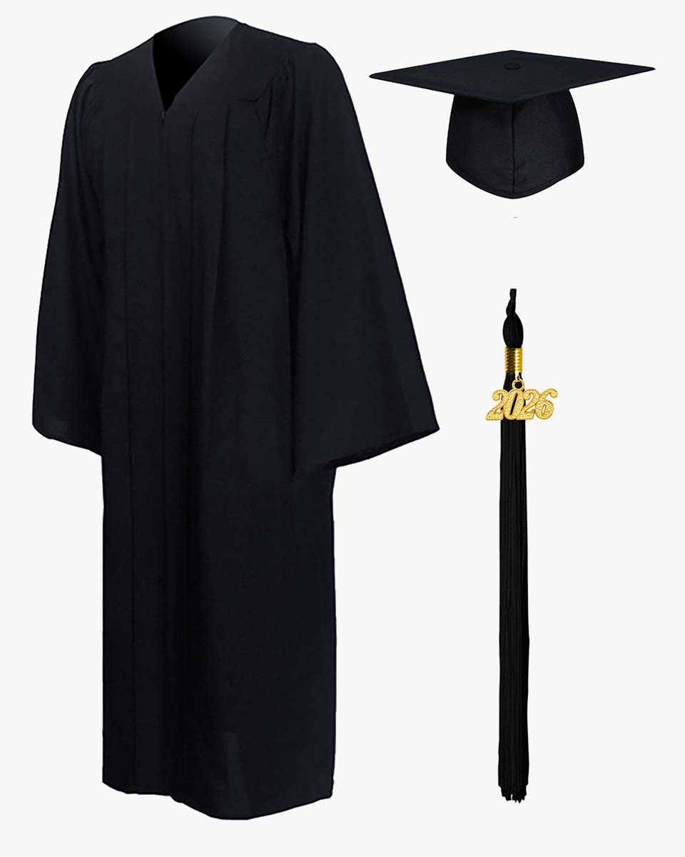 High School Premium Matte Graduation Cap, Gown, Stole, Imprinted Diploma Cover & Graduation Souvenirs Package