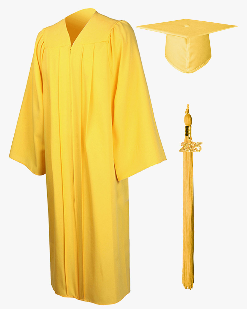 High School Premium Matte Graduation Cap, Gown, Stole, Imprinted Diploma Cover & Graduation Souvenirs Package