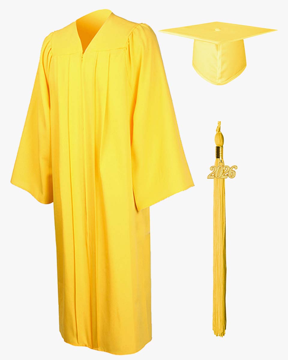 High School Premium Matte Graduation Cap, Gown, Stole, Imprinted Diploma Cover & Graduation Souvenirs Package