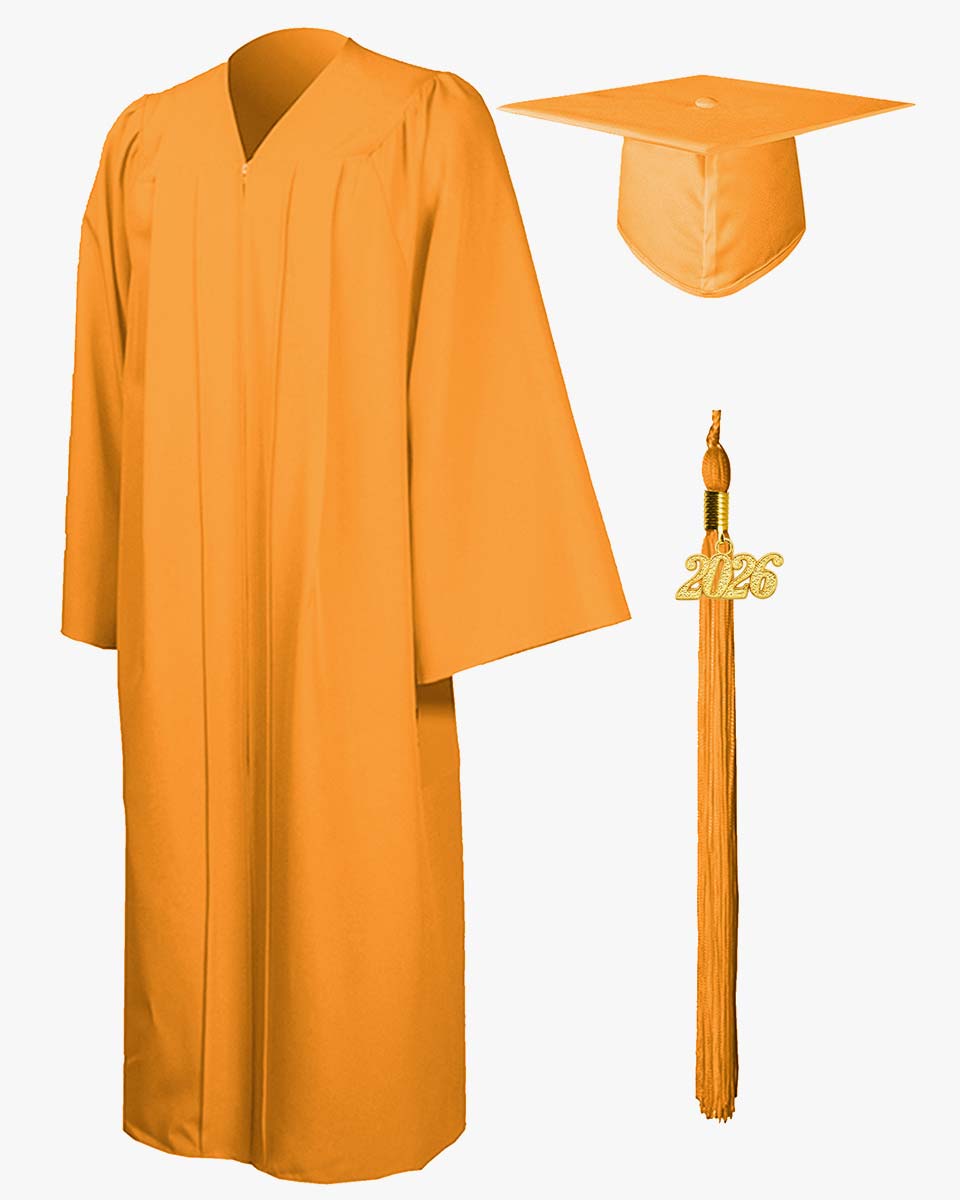 High School Premium Matte Graduation Cap, Gown & Tassel Package - 15 Colors Available