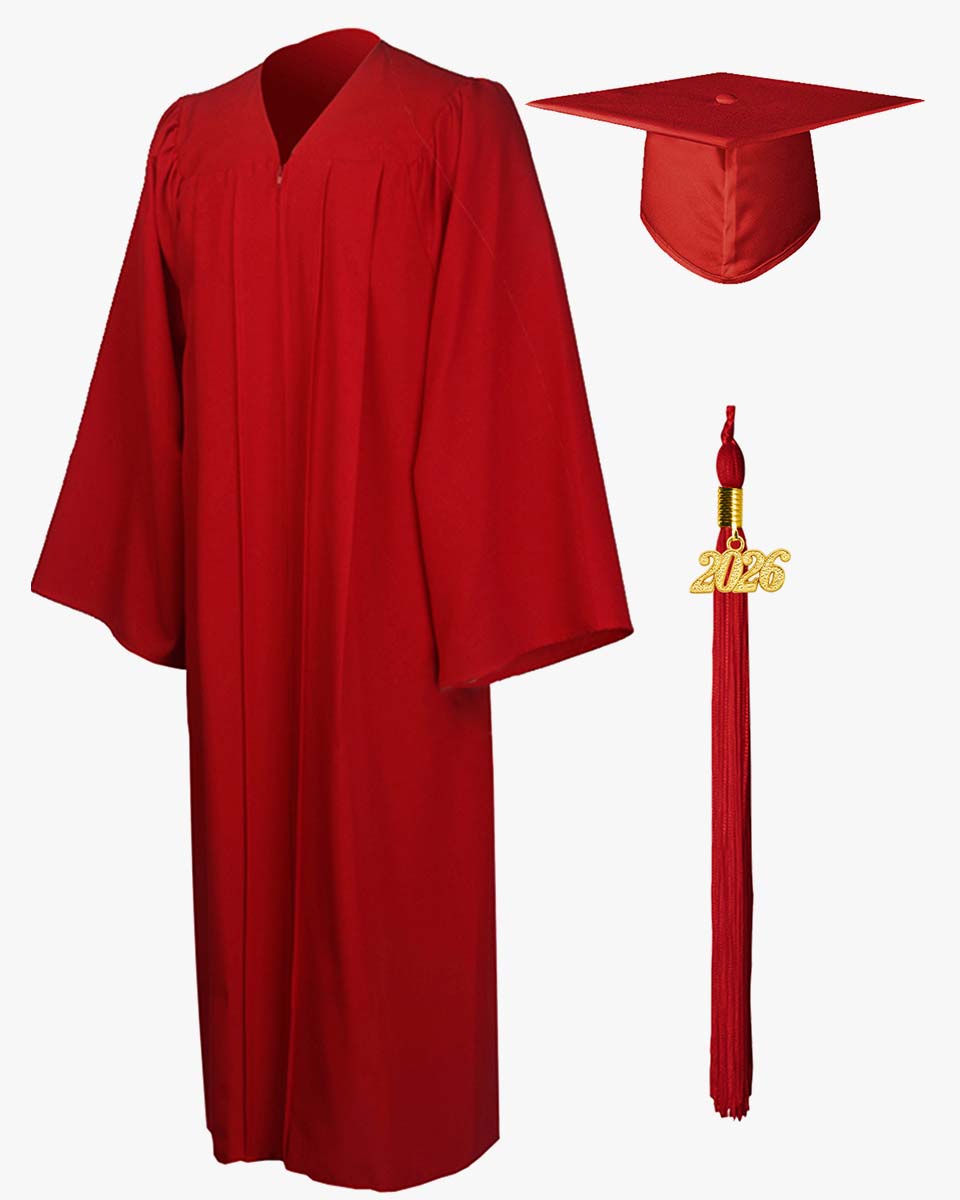 High School Premium Matte Graduation Cap, Gown, Stole, Imprinted Diploma Cover & Graduation Souvenirs Package