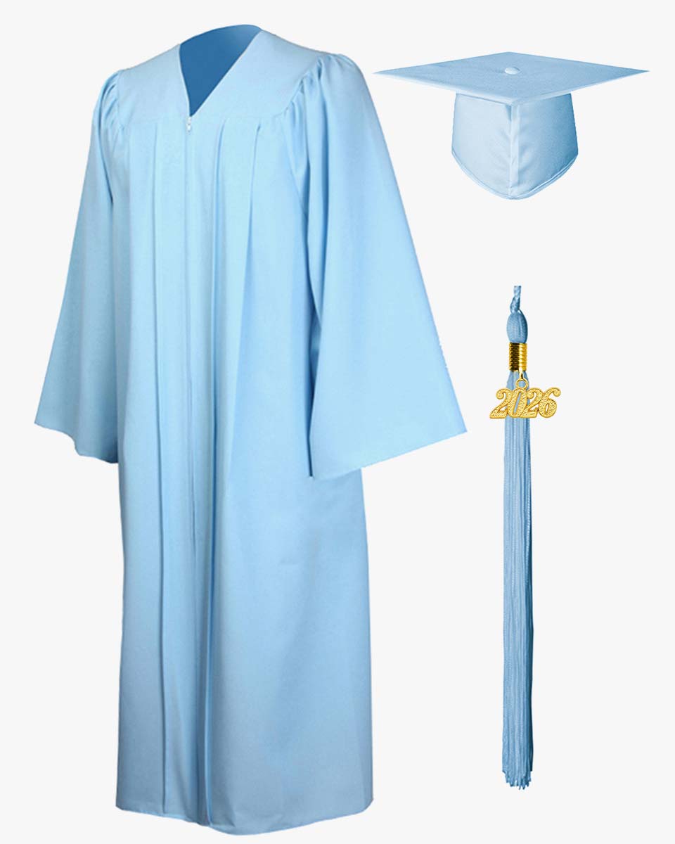 High School Premium Matte Graduation Cap, Gown, Stole, Imprinted Diploma Cover & Graduation Souvenirs Package