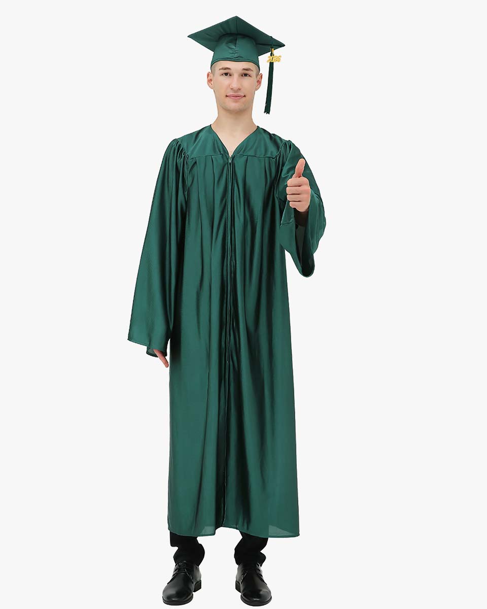 High School Economy Shiny Graduation Cap,Gown & Tassel Package - 13 Colors Available