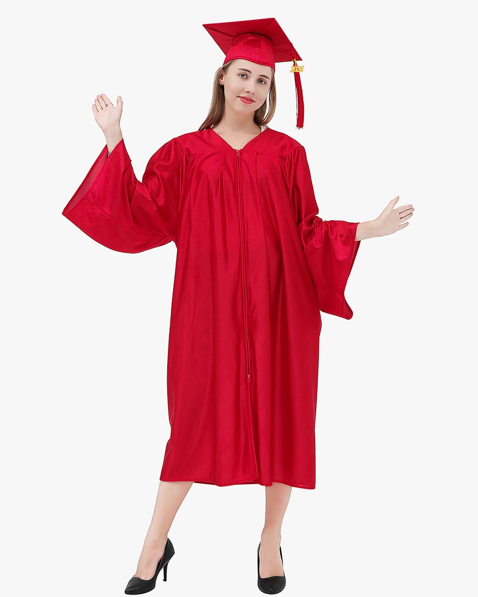 High School Economy Shiny Graduation Cap,Gown & Tassel Package - 13 Colors Available