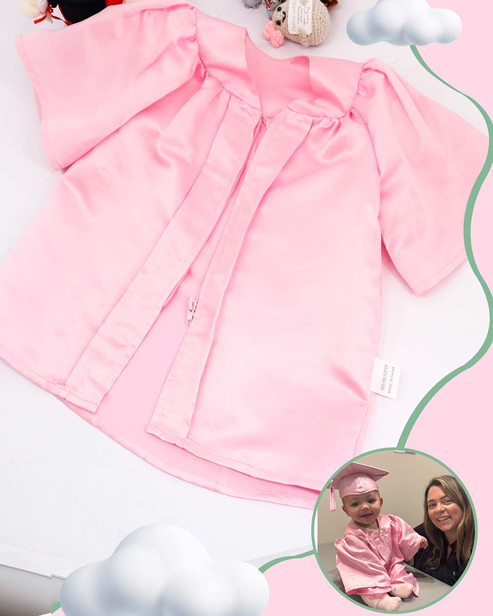 Soft Satin NICU Graduate Baby Cap and Gown Set - 3 Colors Available
