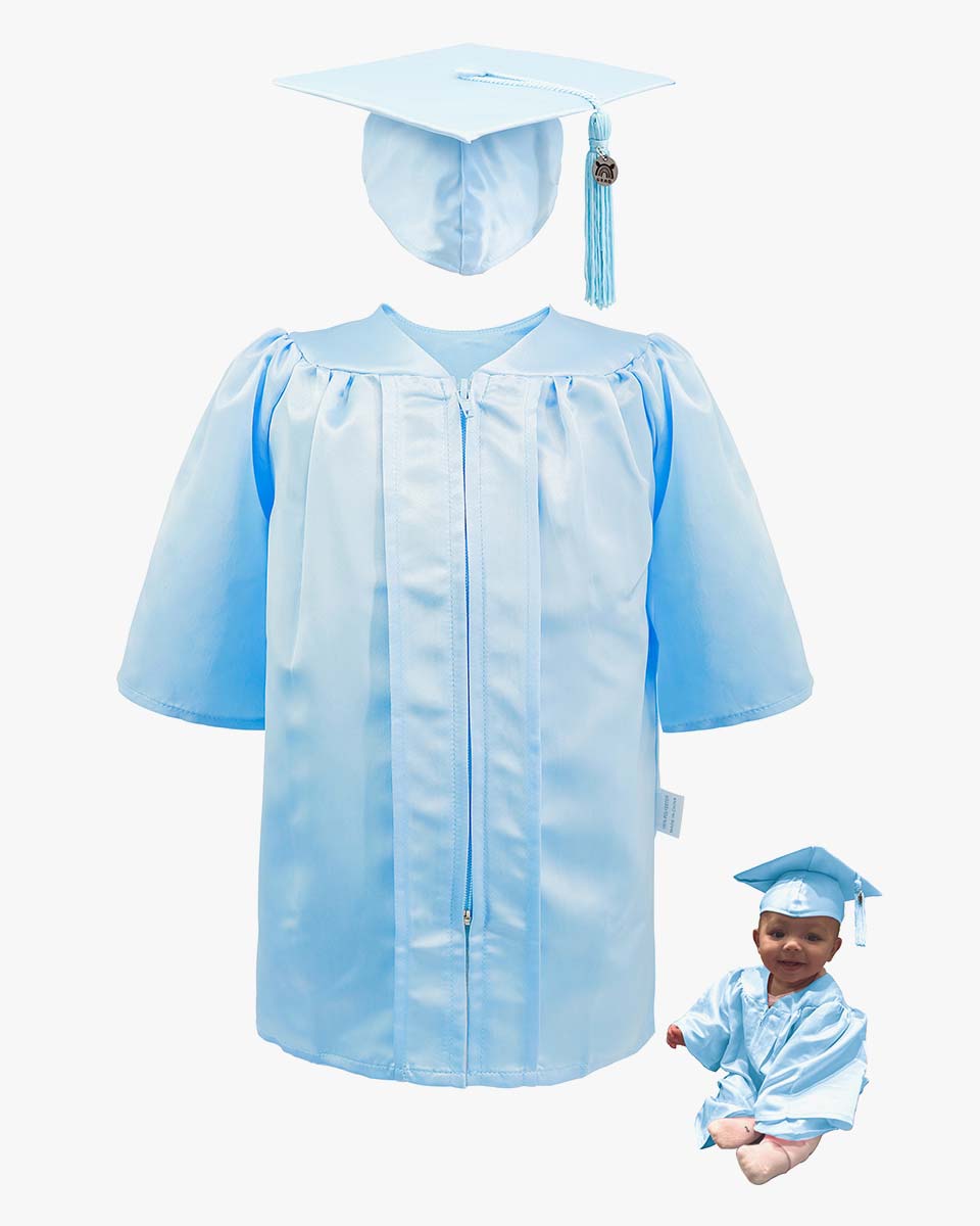 Soft Satin NICU Graduate Baby Cap and Gown Set - 3 Colors Available